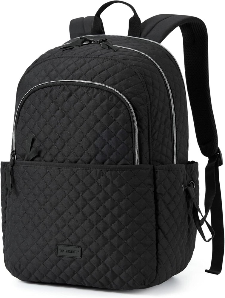 BAGSMART Travel Laptop Backpack, Quilted Work Bookbag Fits 15.6 Black