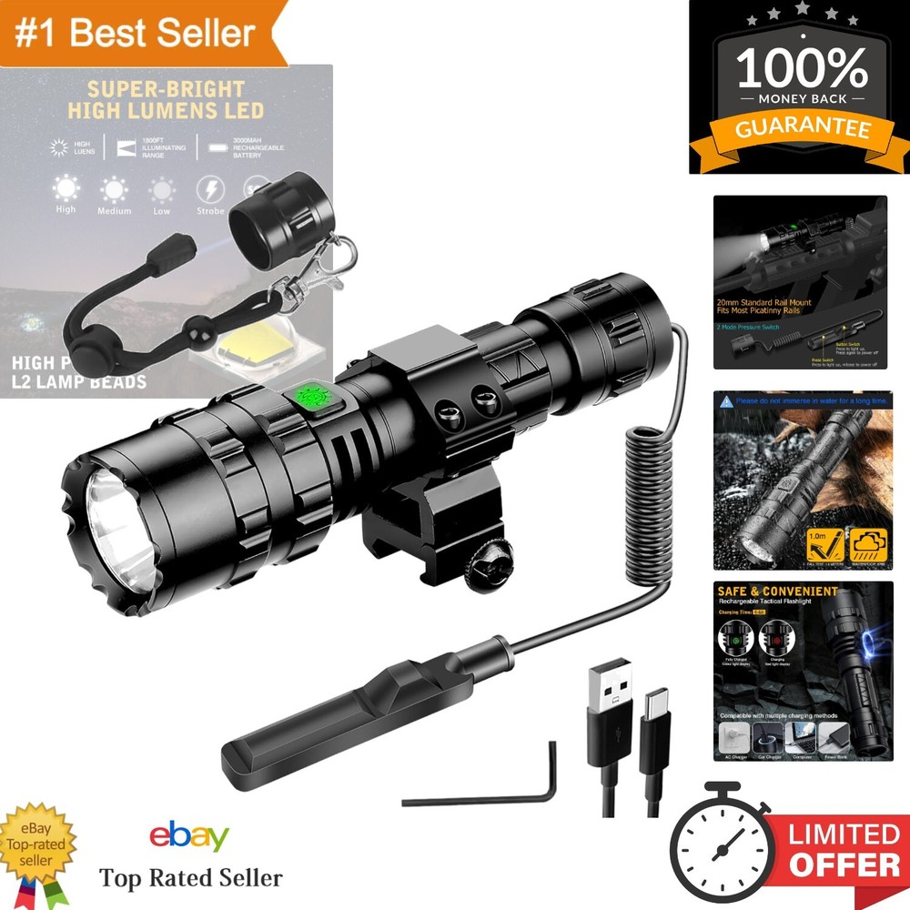 High-Performance 3000 Lumen Picatinny Flashlight Waterproof Lightweight