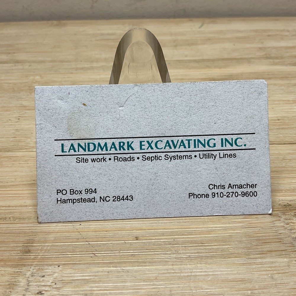 Vintage LANDMARK EXCAVATING Business Card - Hempstead, Nc S471