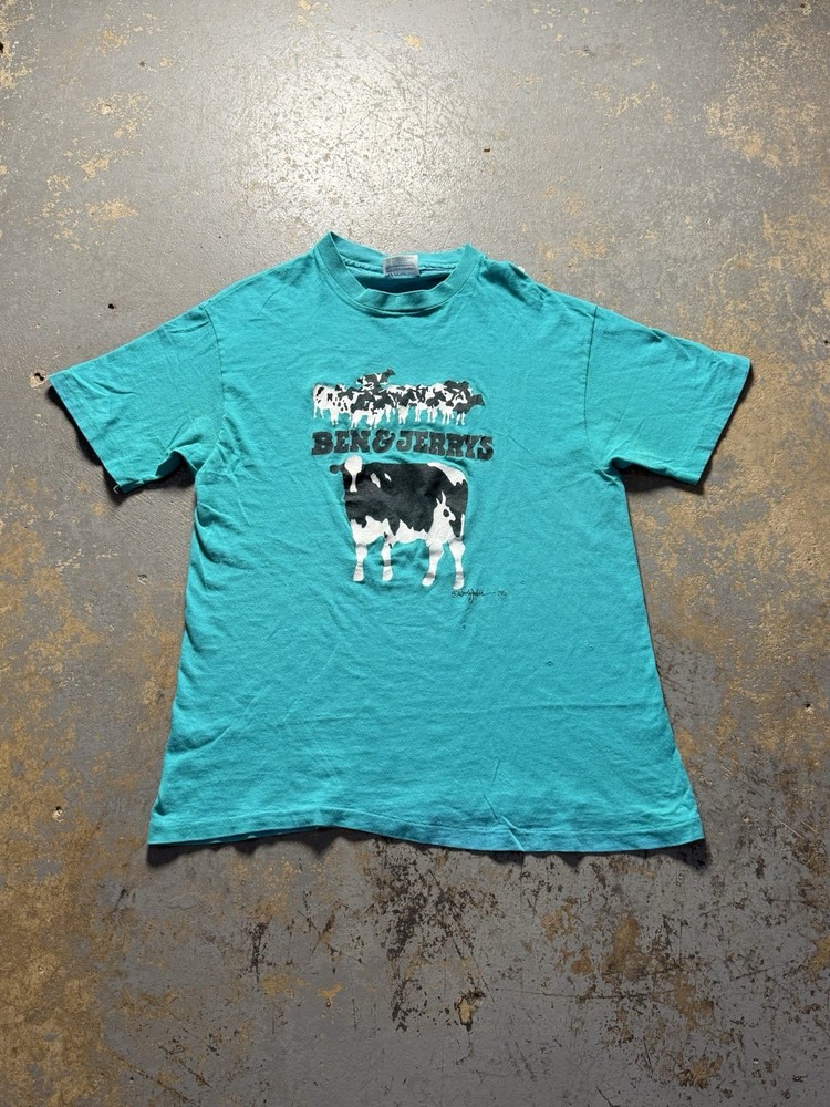Vintage 1985 Ben & Jerry’s Ice Cream Distressed Graphic Shirt-Size Large