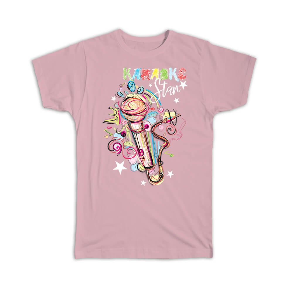 Gift T-Shirt : Music Microphone Karaoke Star Crown Colorful Wall Art Poster
