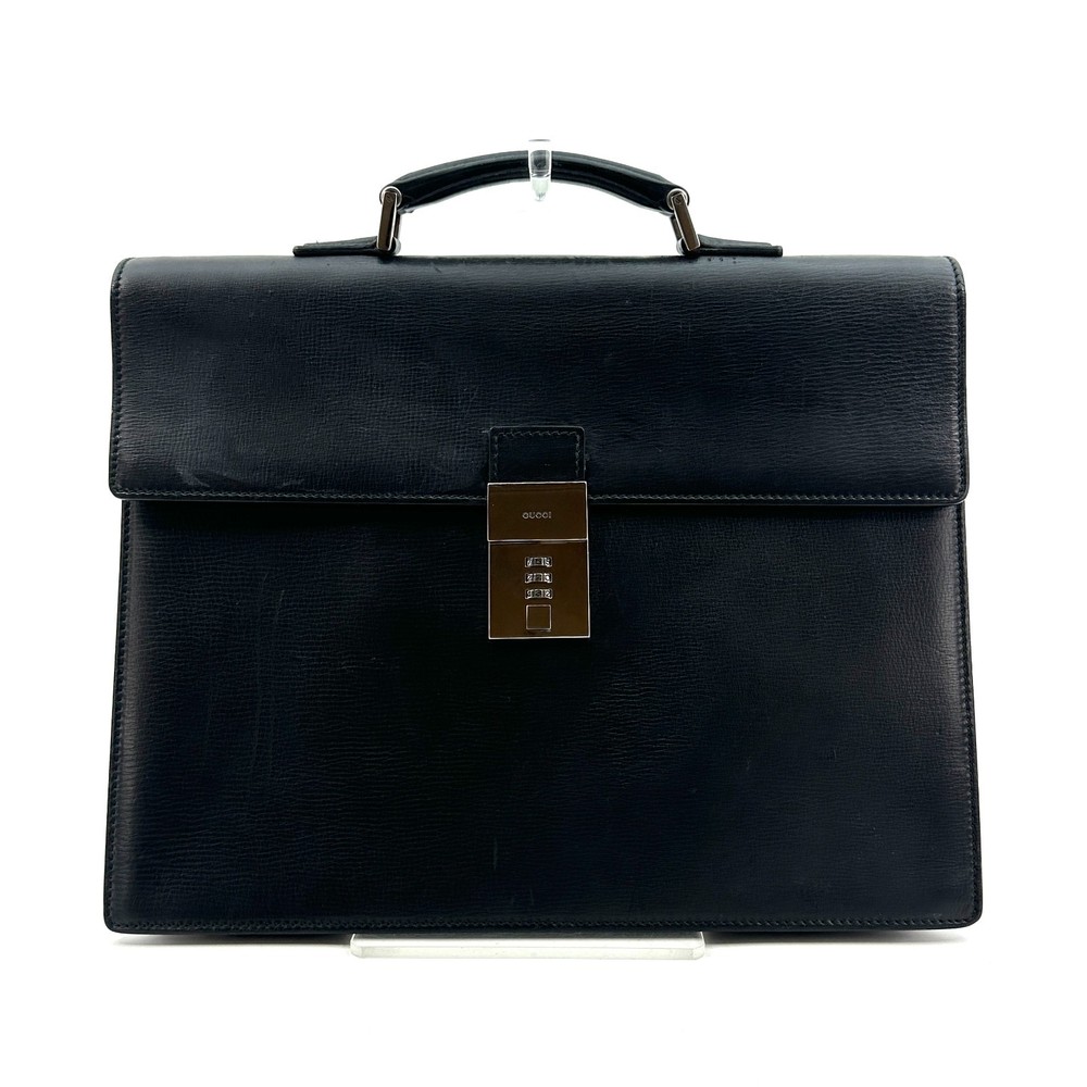 GUCCI Business Bag Briefcase Leather Black Authentic