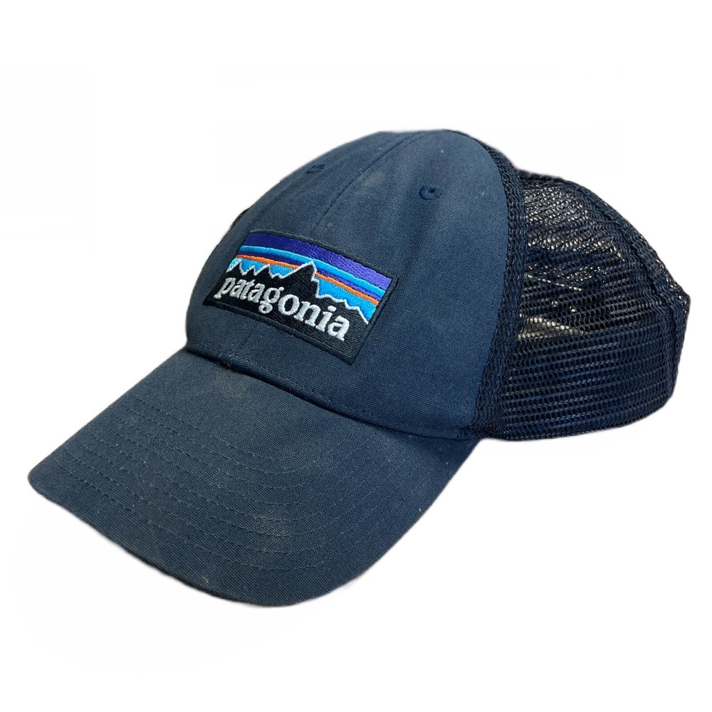 Patagonia Logo Trucker Hat Cap Blue Embroidered Patch Adjustable Snapback