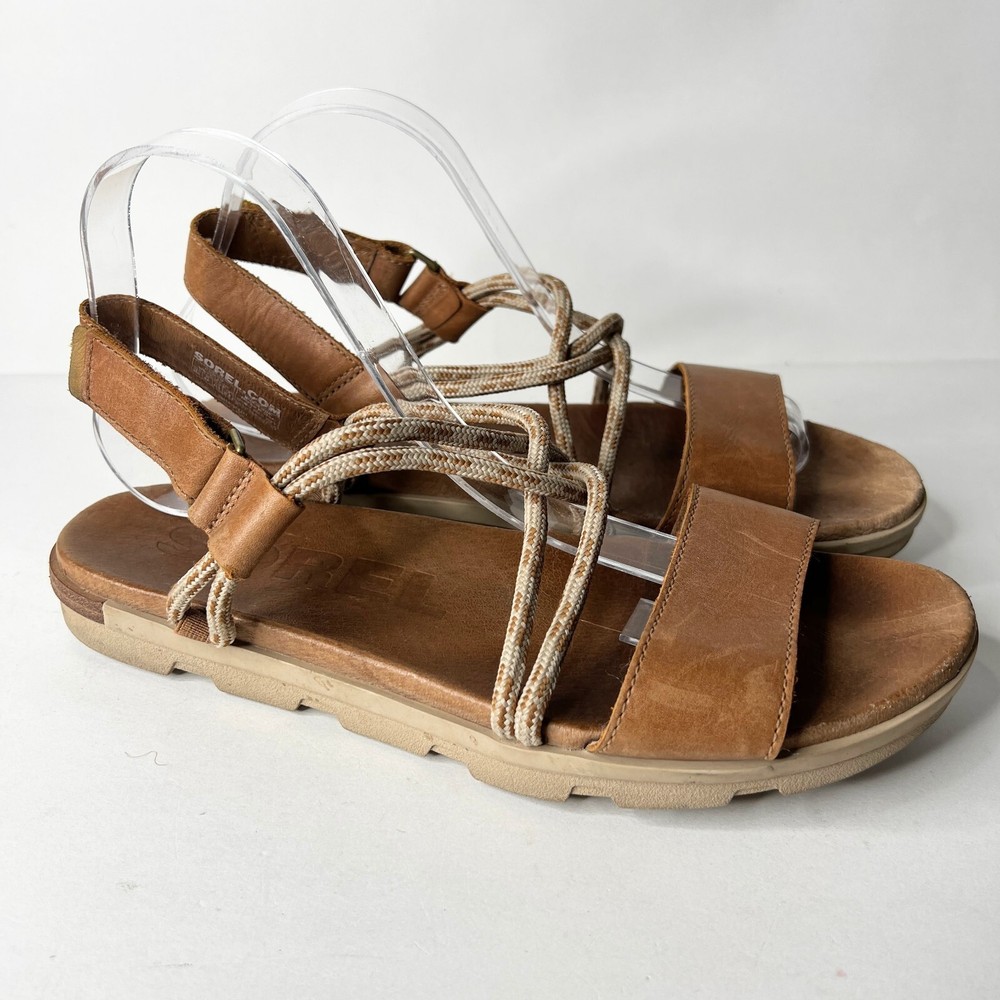 Sorel Torpeda Brown Tan Strappy Open Toe Sandals Women Size 10.5