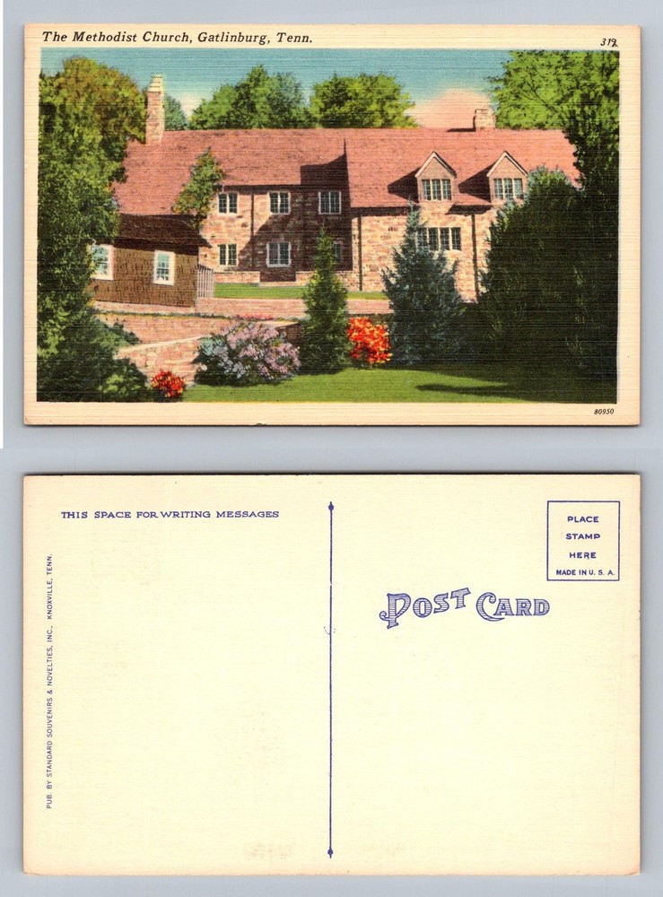 Gatlinburg, TN-Tennessee, Methodist Church Stone Building Vintage Postcard
