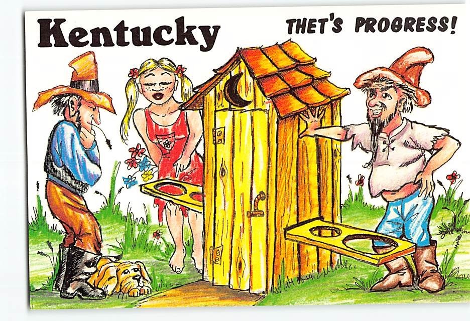 Postcard Thet's Progress Outhouse Humor Comic Card Kentucky USA