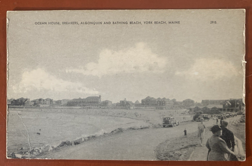 Ocean House Algonquin and Bathing Beach York Beach Maine Postcard c1915