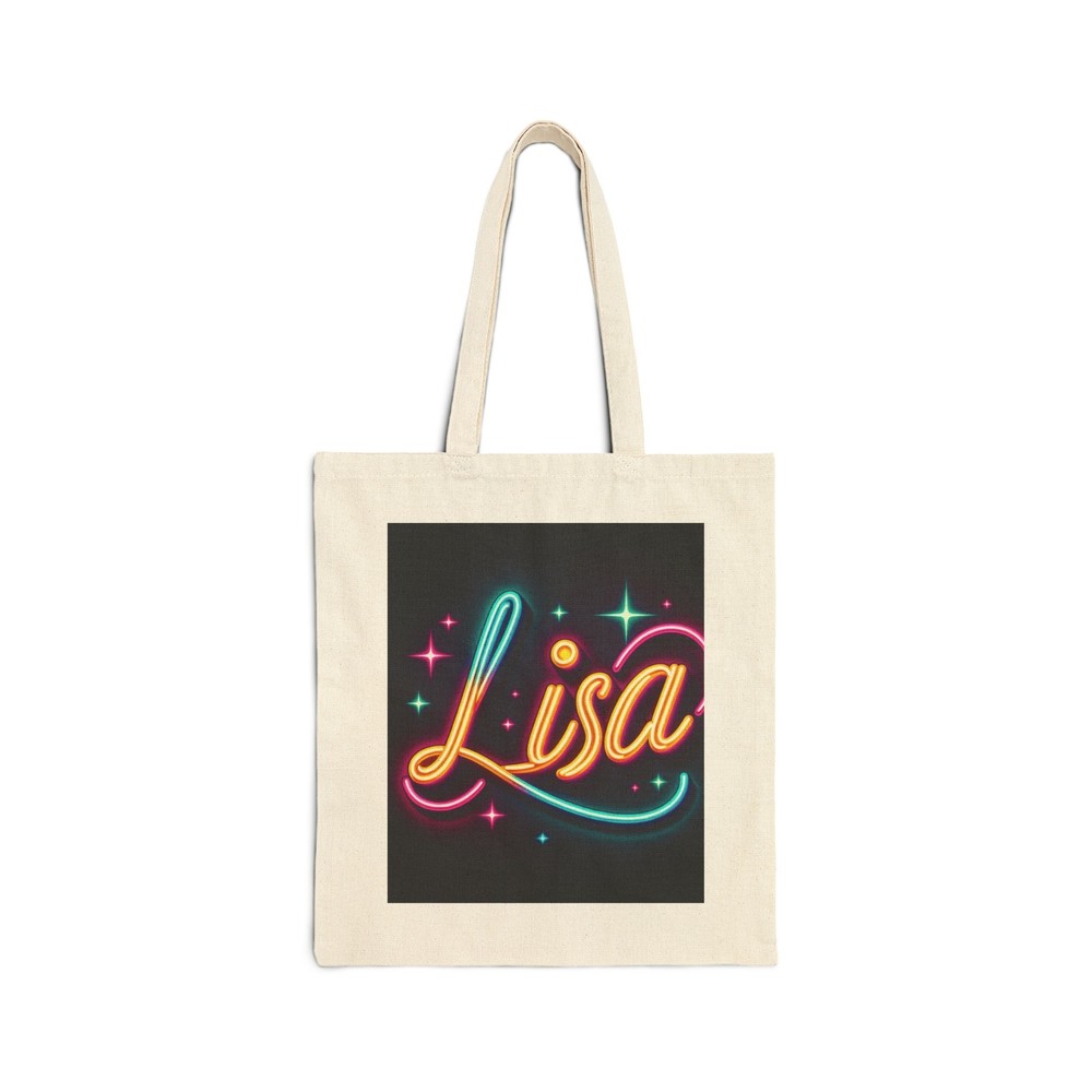 Personalized Cotton Canvas Tote Bag Neon Style Design Gift for LISA