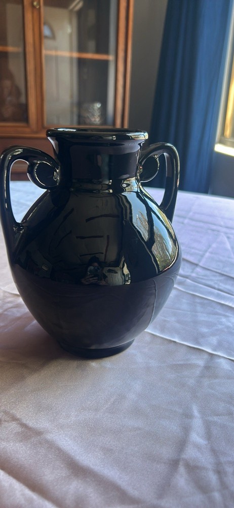 Roseville Pottery Rosecraft Black Double Handled 311-7” Vase 1916-1919 Exc Cond