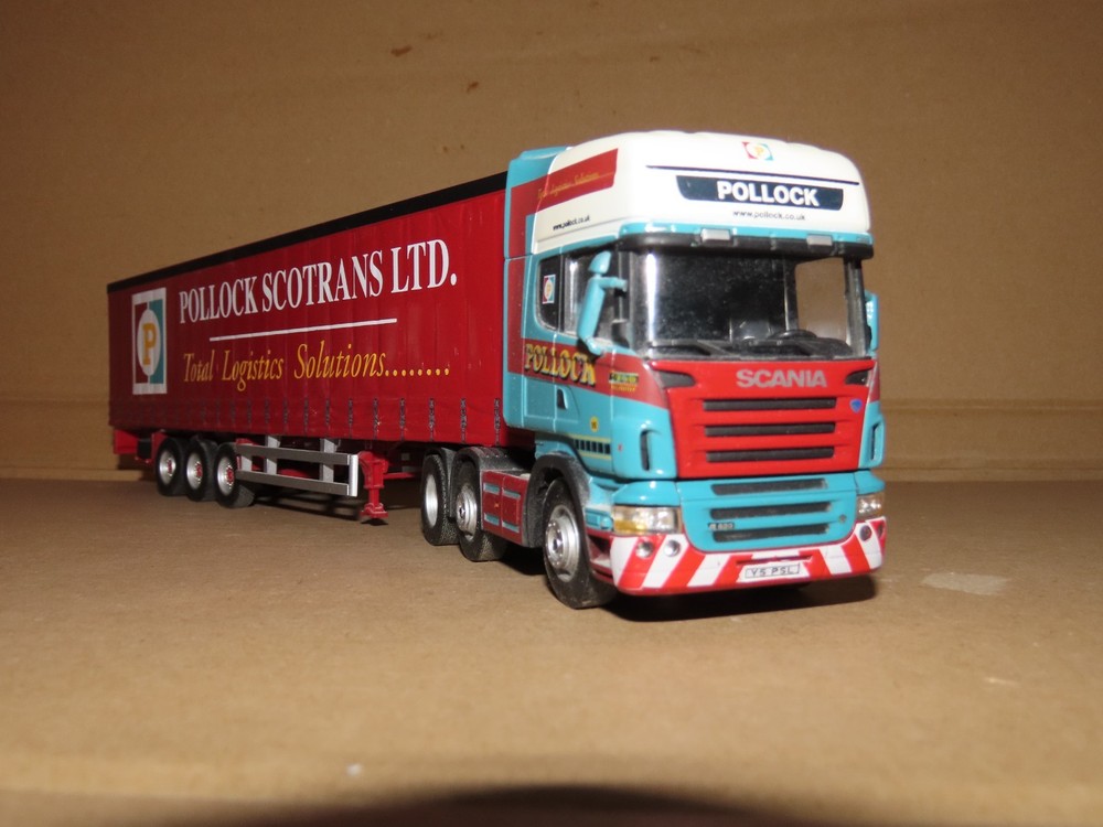 Cararama 1.50 SCALE CR003 Scania R Series Topline Curtainside Pollock Scotrans