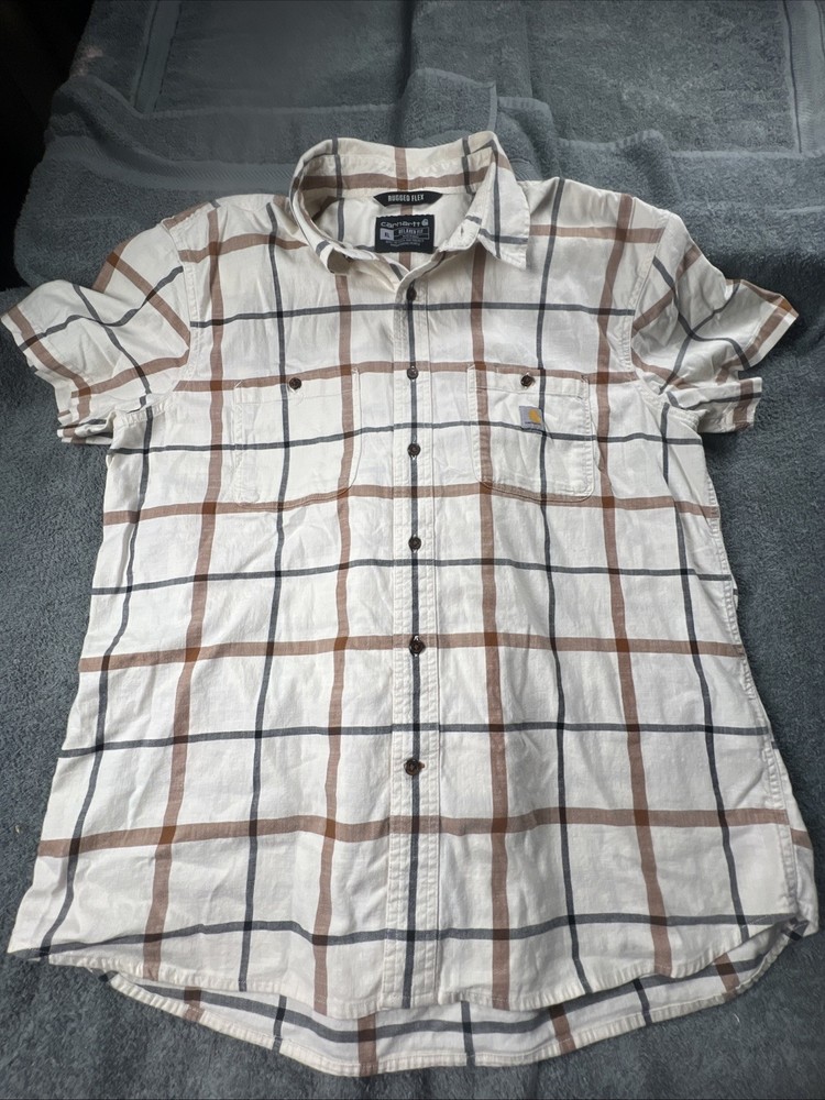 Carhartt Rugged Flex Shirt Stretch Relaxed Fit Plaid Soft Casual Work Men XL