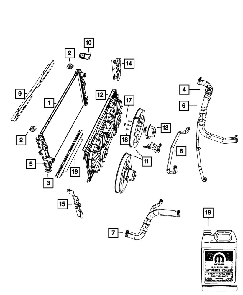 Genuine Mopar Radiator Outlet Hose Part #5058413AE OEM Replacement