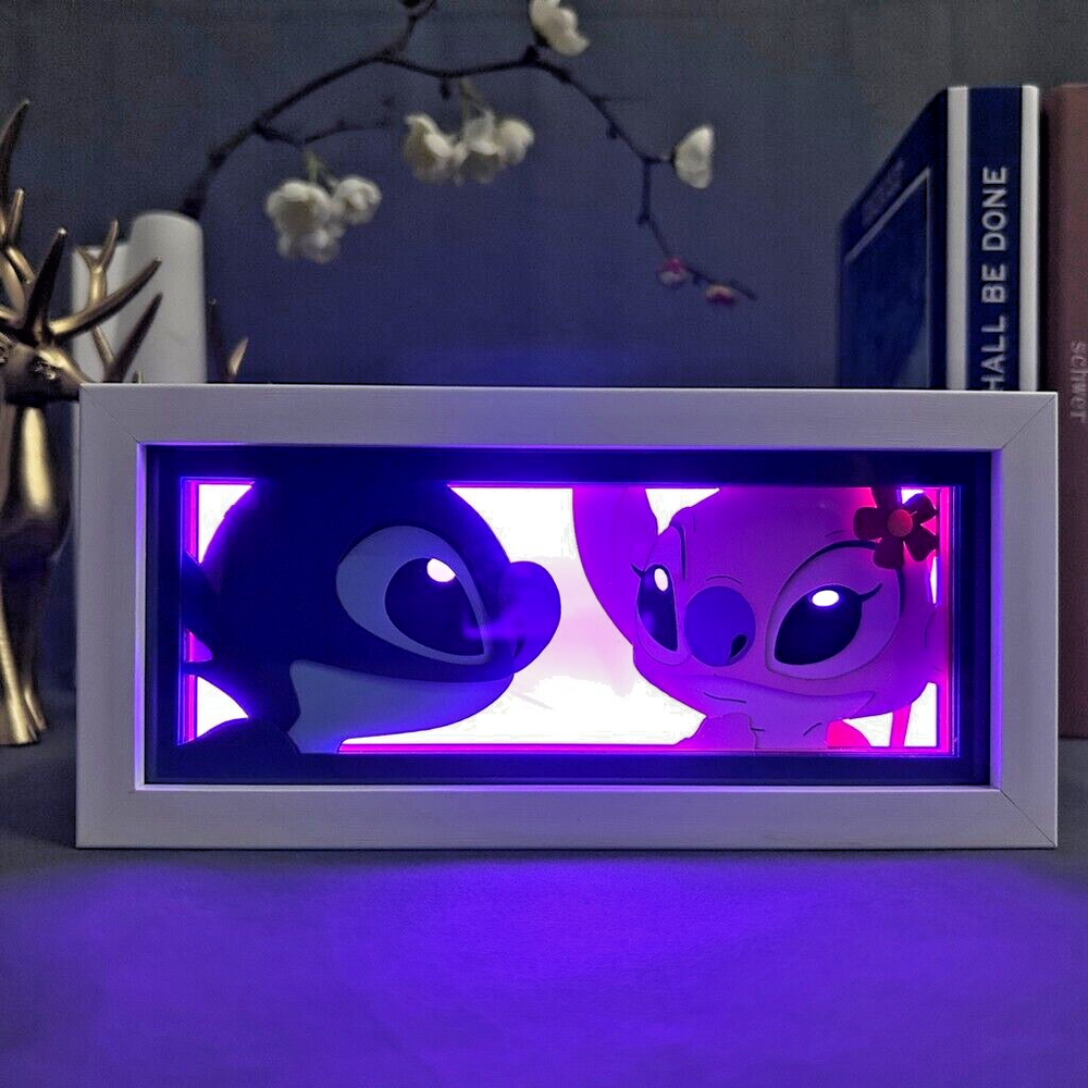 LILO  & STITCH Night Light / Table light - Stitch and Angel - Desk Art