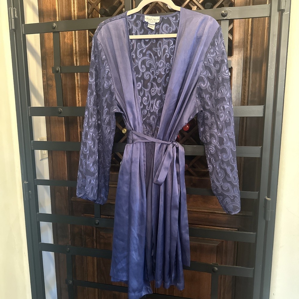 Morgan Taylor Satin Robe Navy Blue XL