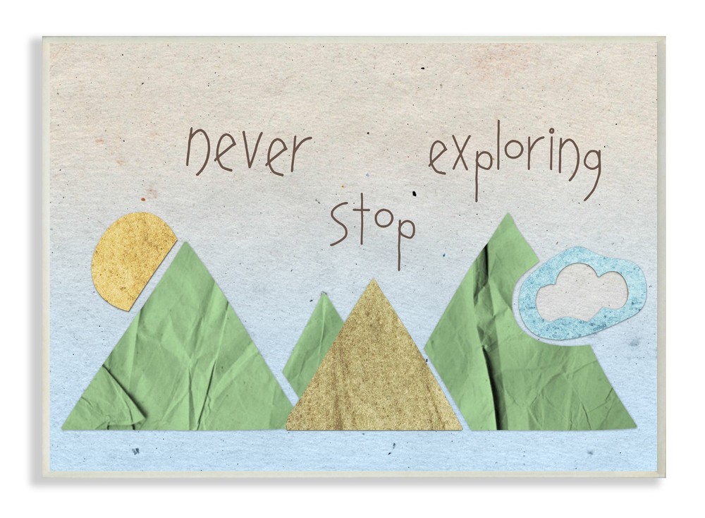The Stupell Home Décor Collection Never Stop Exploring Mountain Collage Blue ...