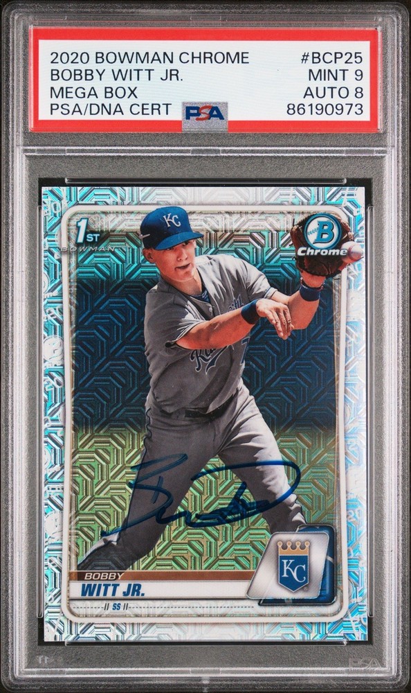 Bobby Witt Jr. Signed 2020 Bowman Chrome Mega Box RC BCP25 PSA 9 AUTO