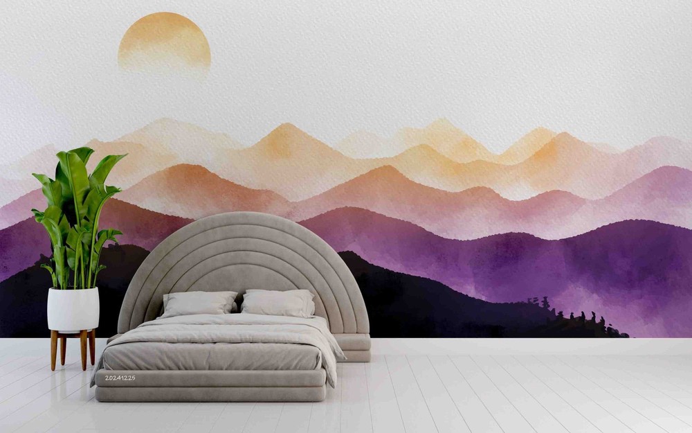3D Mountains Sunset Abstract Landscape Wall Murals Wallpaper Murals Wall Sticker
