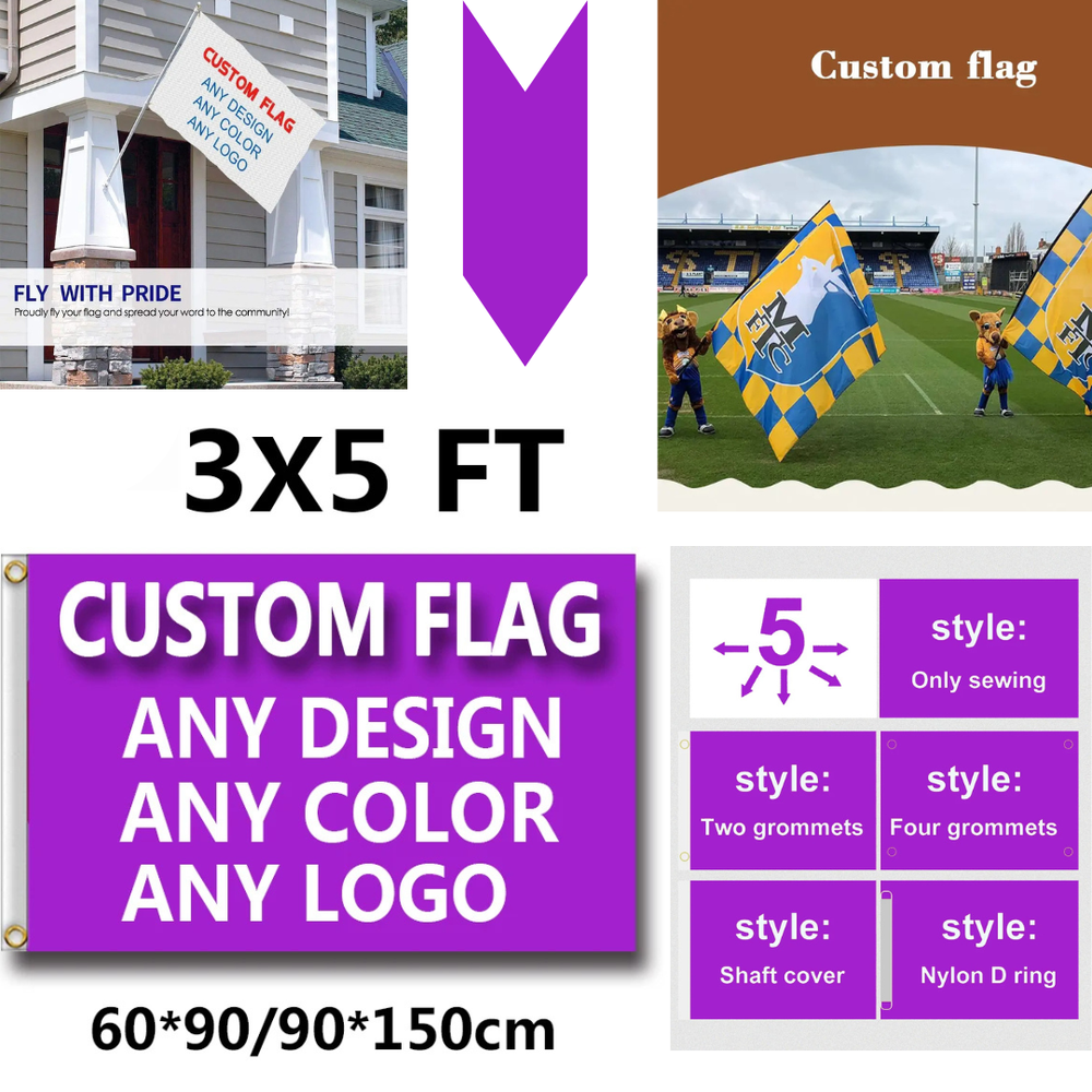 CUSTOM PRINTED PERSONALISED FLAG | FESTIVAL BANNER | ANY DESIGN | ANY SIZE-Free