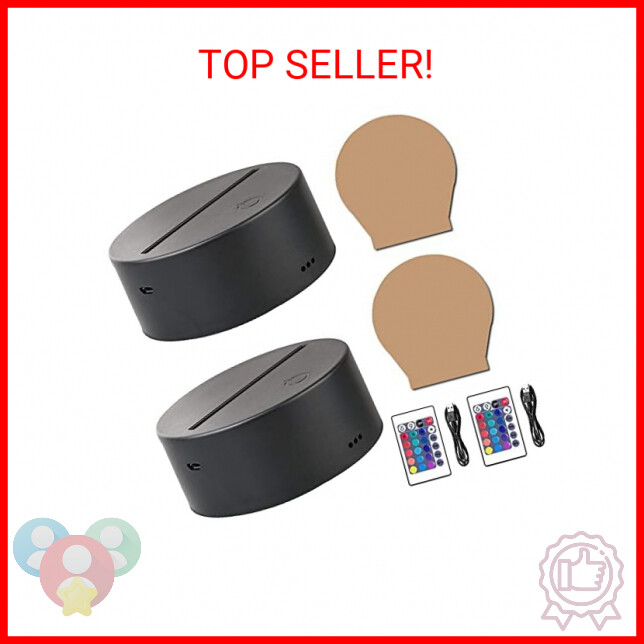 2 Pack 3D Led Night Light Lamp Base, Includes Remote Control, Blank Acrylic and