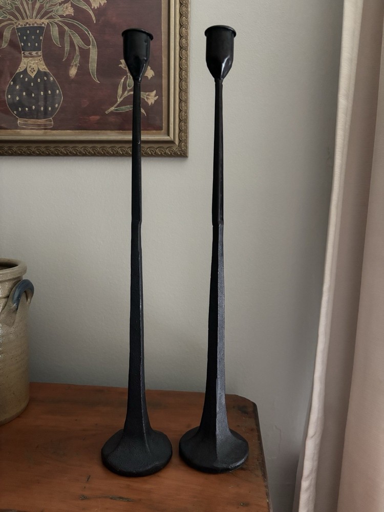 Black Metal 17 Inch Candle Holders~Set of 2 Gothic Style