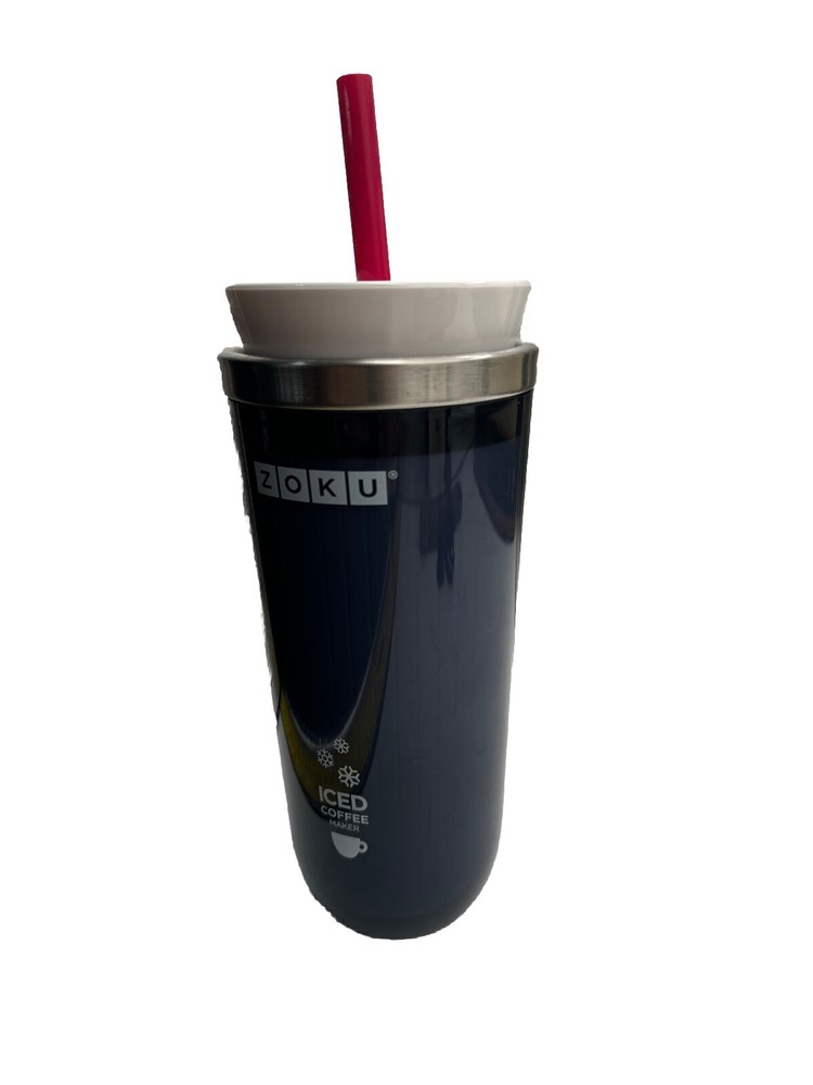 Zoku Spill-Proof Iced Coffee Travel Mug with Straw and Chiller S9