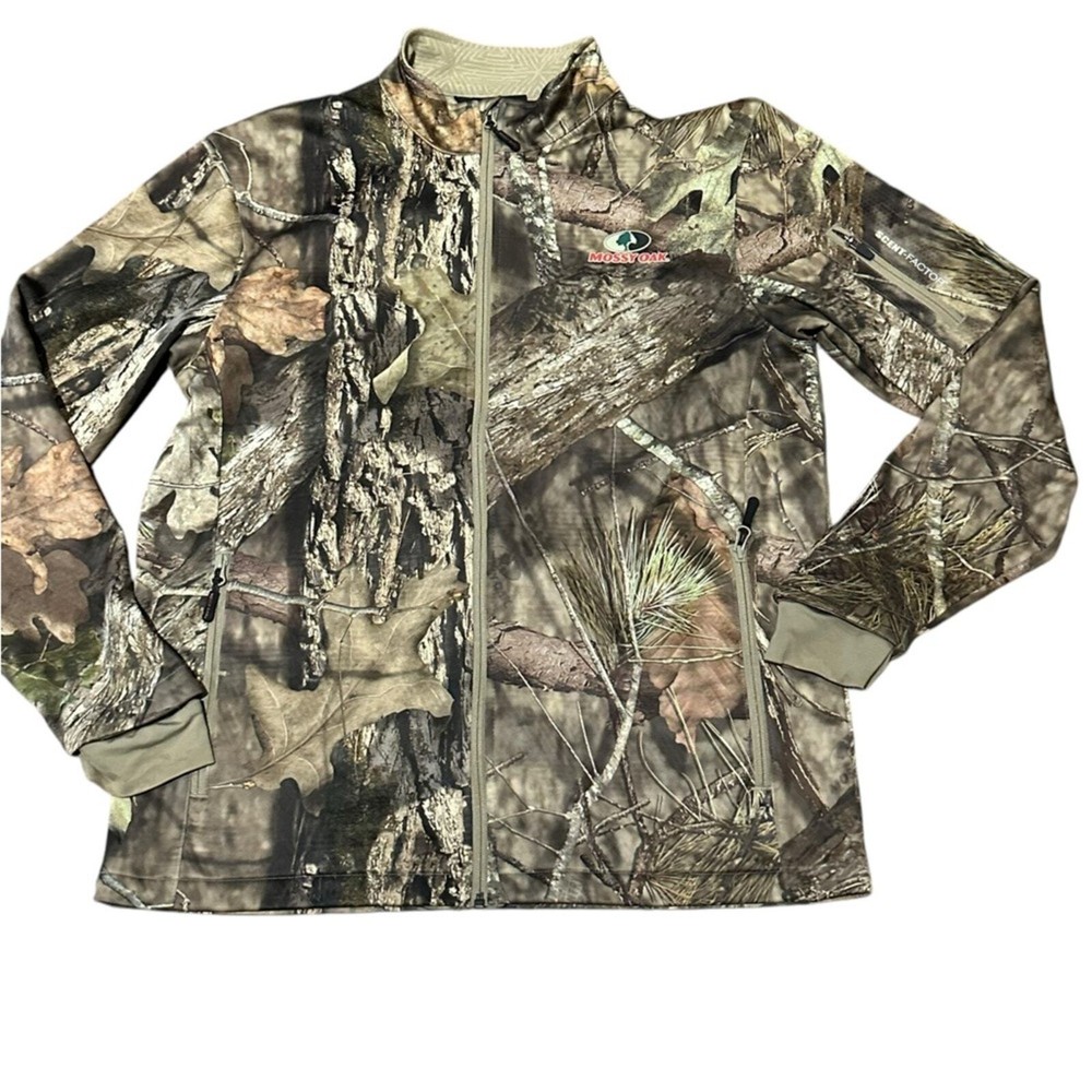 Mossy Oak Scent Factor Mens Size Large Lightweight Camo Full Zip Jacket