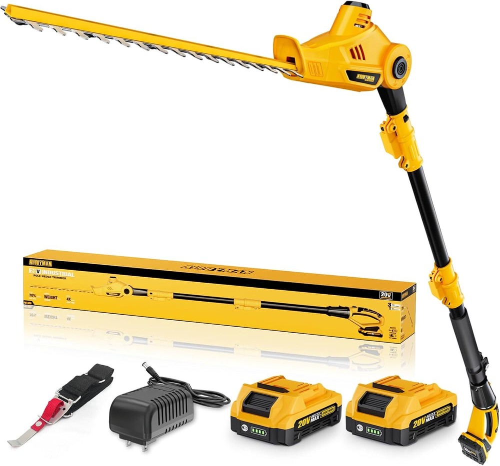 20V MAX Pole Hedge Trimmer,Telescoping Pole Hedge Trimmer,with 2 Packs 2.0Ah Bat