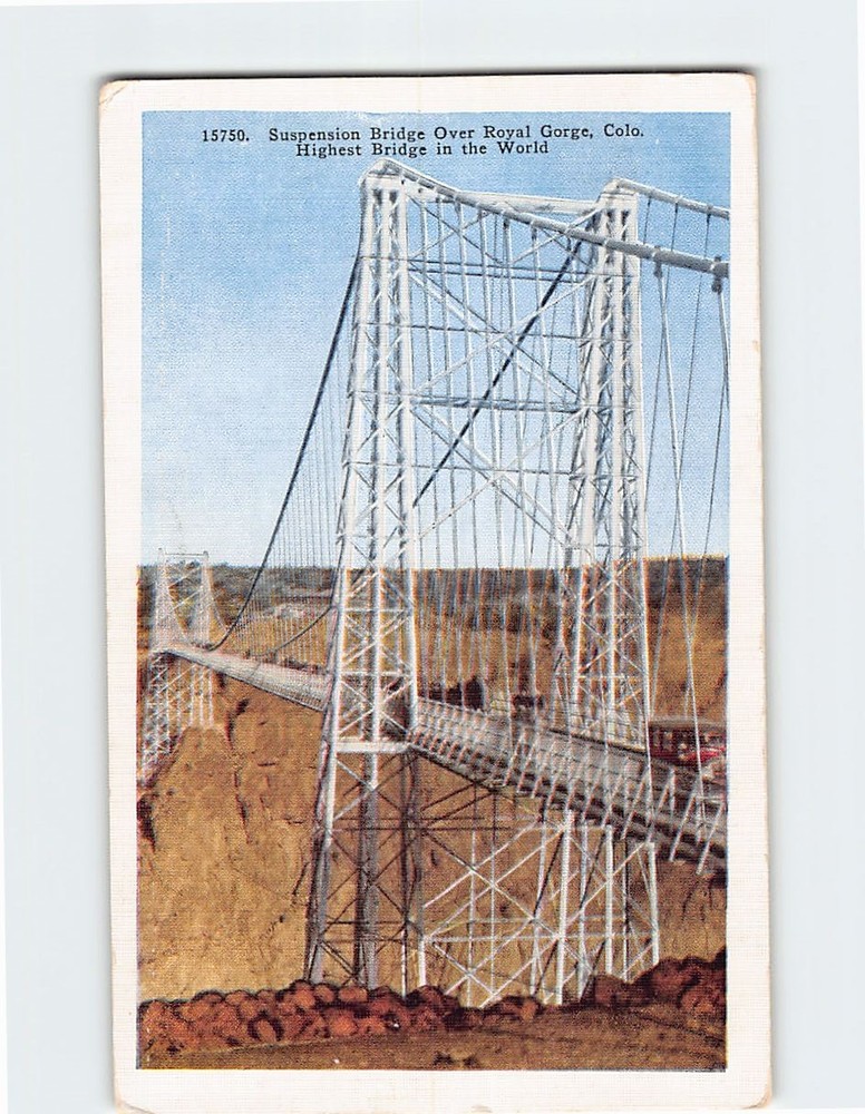 Postcard Suspension Bridge Over Royal Gorge Colorado USA