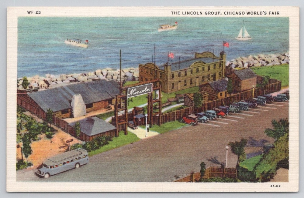 1933 Chicago World's Fair Lincoln Group Art-Colortone Postcard
