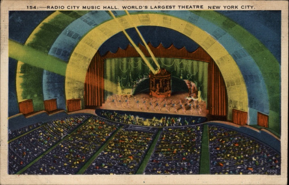 New York City New York Radio City Music Hall interior vintage linen postcard