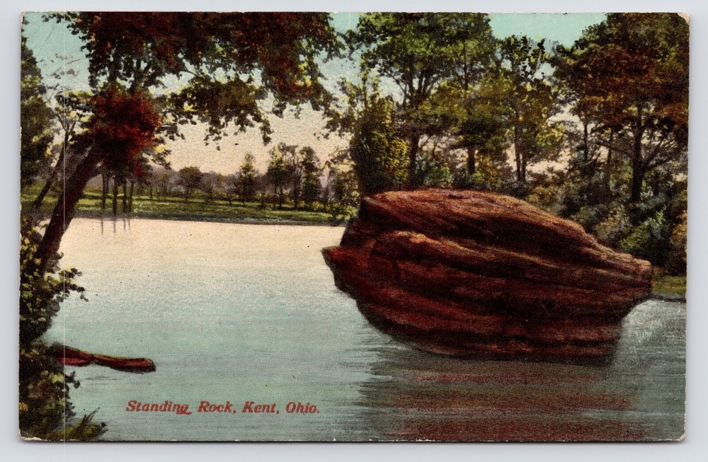 c1908~Historic Standing Rock~Cuyahoga River~Scenic~Kent Ohio OH~Antique Postcard