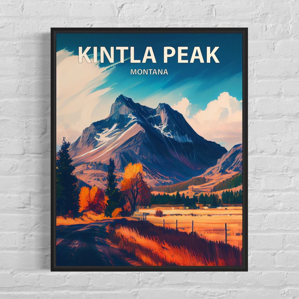 Kintla Peak Montana Retro Art Print Kintla Peak Wall Art Painting Kintla Peak