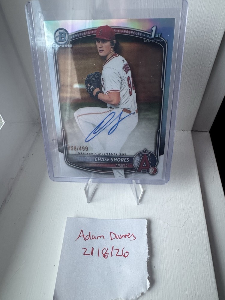 2025 Bowman Draft Chrome Prospect Autographs Chase Shores Angels Refractor /499