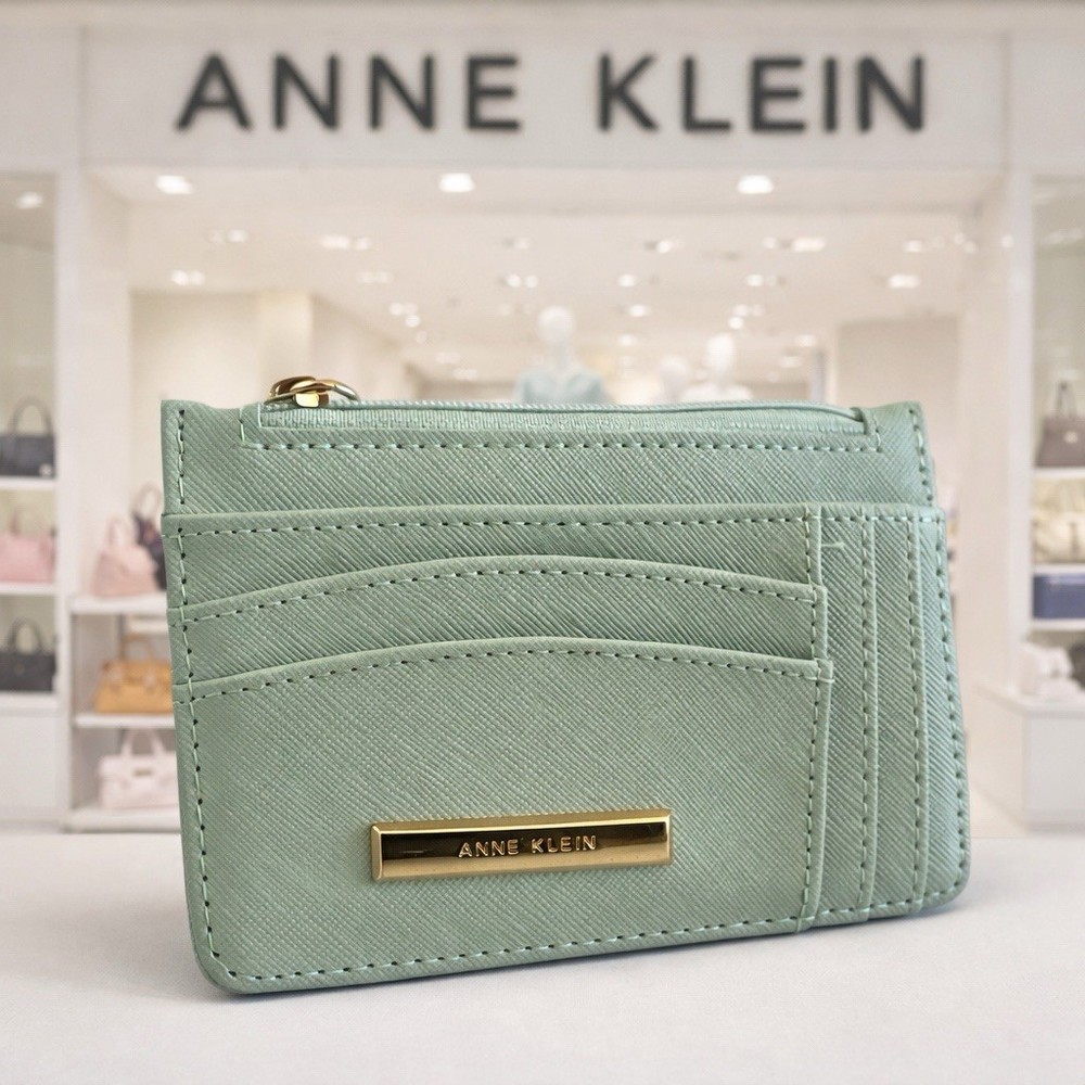 Anne Klein Credit Card ID License Holder Key Chain Slim Wallet Mint Green