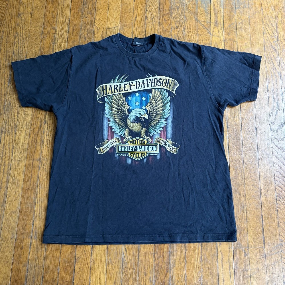 Harley Davidson Gettysburg Eagle T-Shirt Men’s Size 2XL Black Biker Made In USA