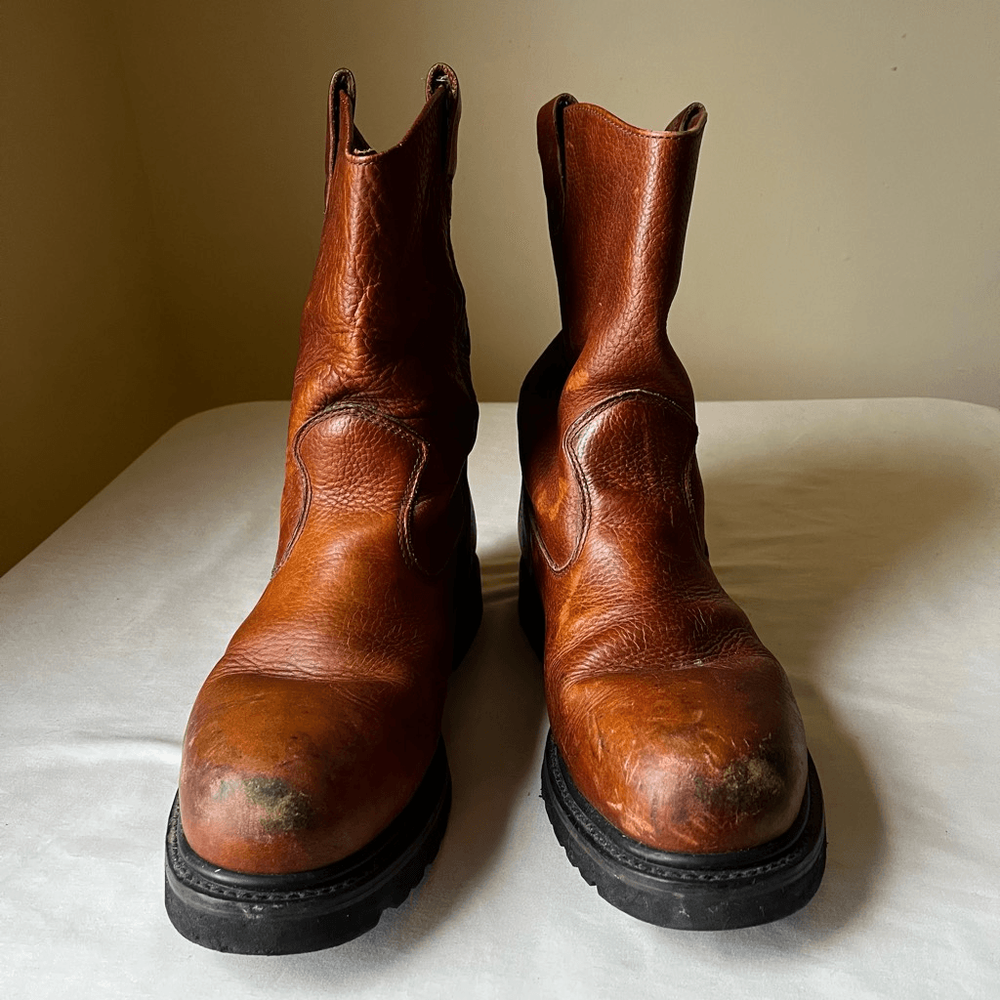 Wolverine Men's Brown Leather Slip-On Steel Toe Work Boots Size 13