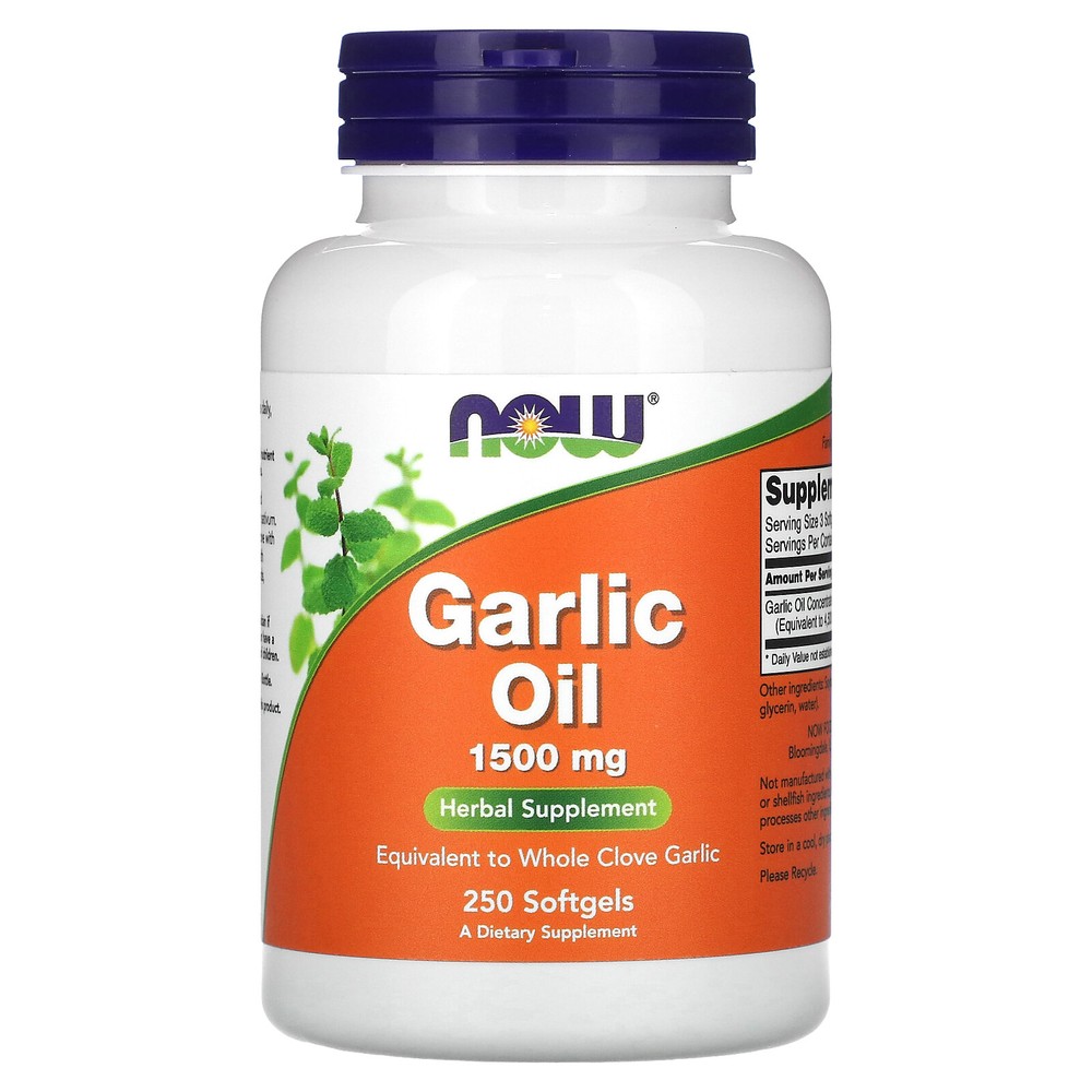 Now Foods Garlic Oil 1 500 mg 250 Softgels GMP Quality Assured