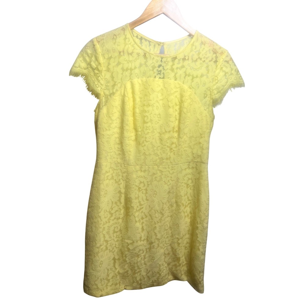 Yellow Lace Dress Women's Cap Sleeve Party Cocktail Career Sheath