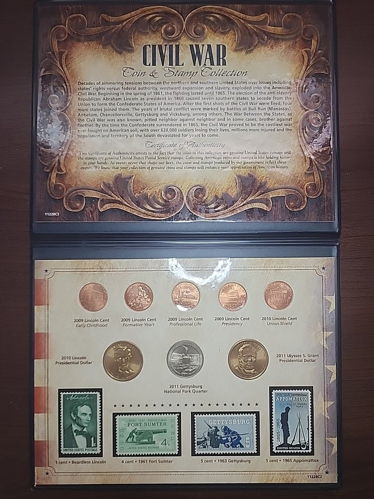 NEW American Coin Treasures Civil War Coin & Stamp Collection 11228