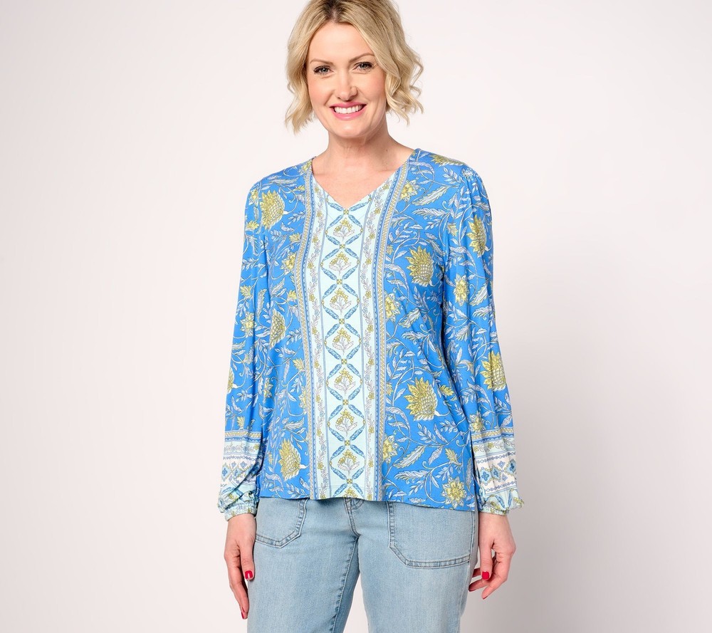 Belle by Kim Gravel Women's Top Sz S Boho Rayon Spandex Multi-colored A683578
