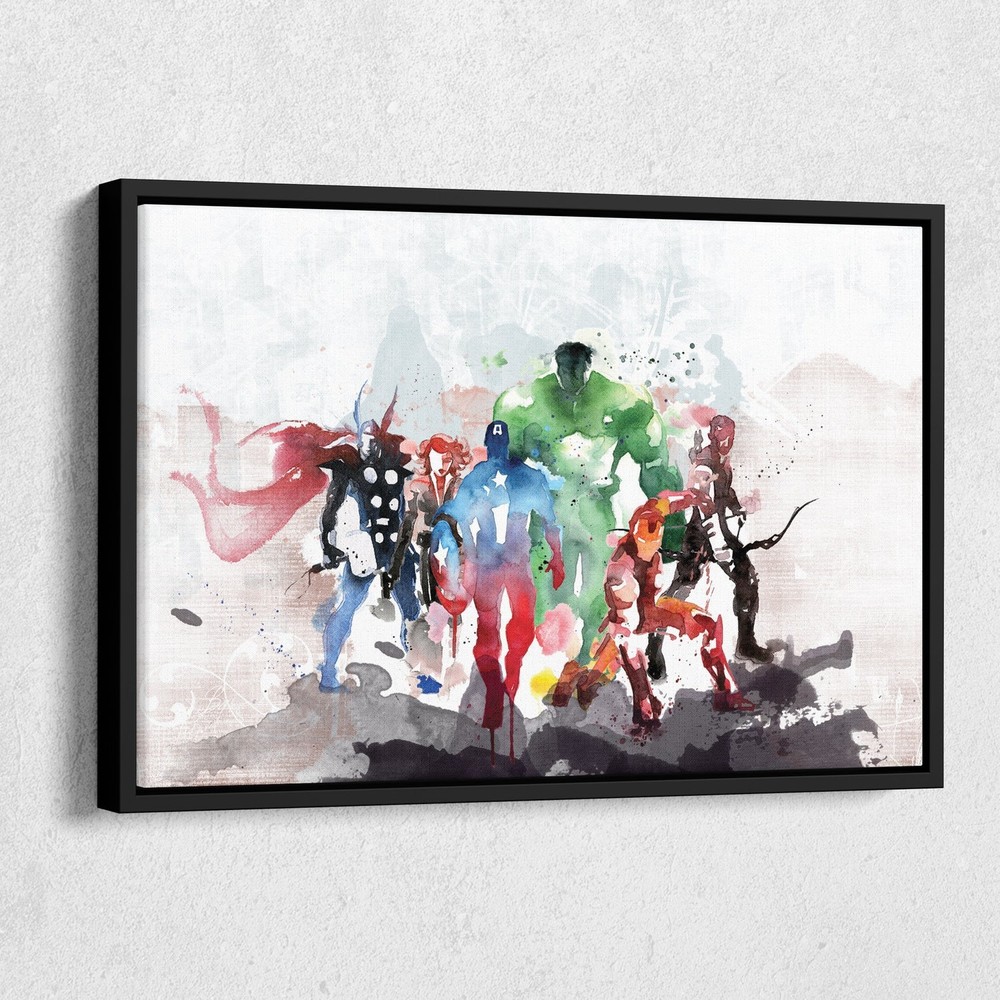 Marvel Avengers Watercolor Poster Wall Art Superhero Canvas Decor