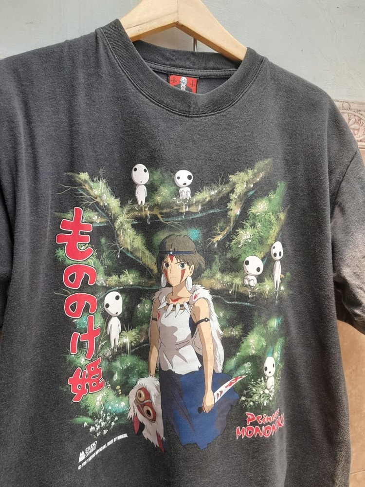 Princess Mononoke Tshirt faded black by Nigata