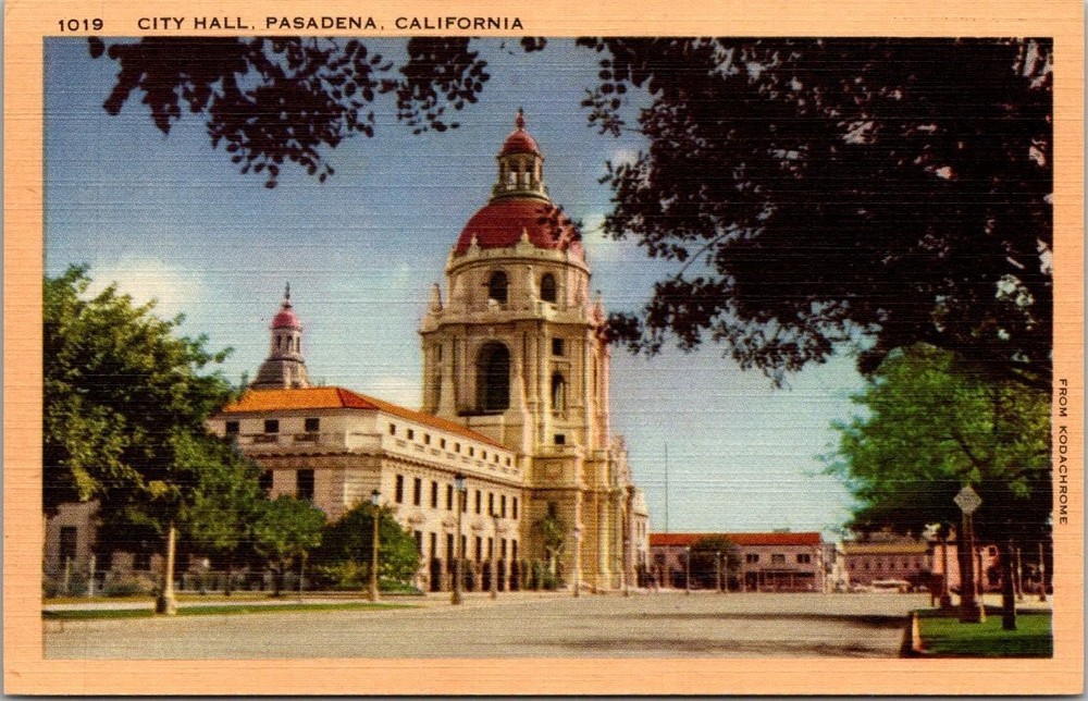 Pasadena City Hall California Chrome Postcard Longshaw Kodachrome