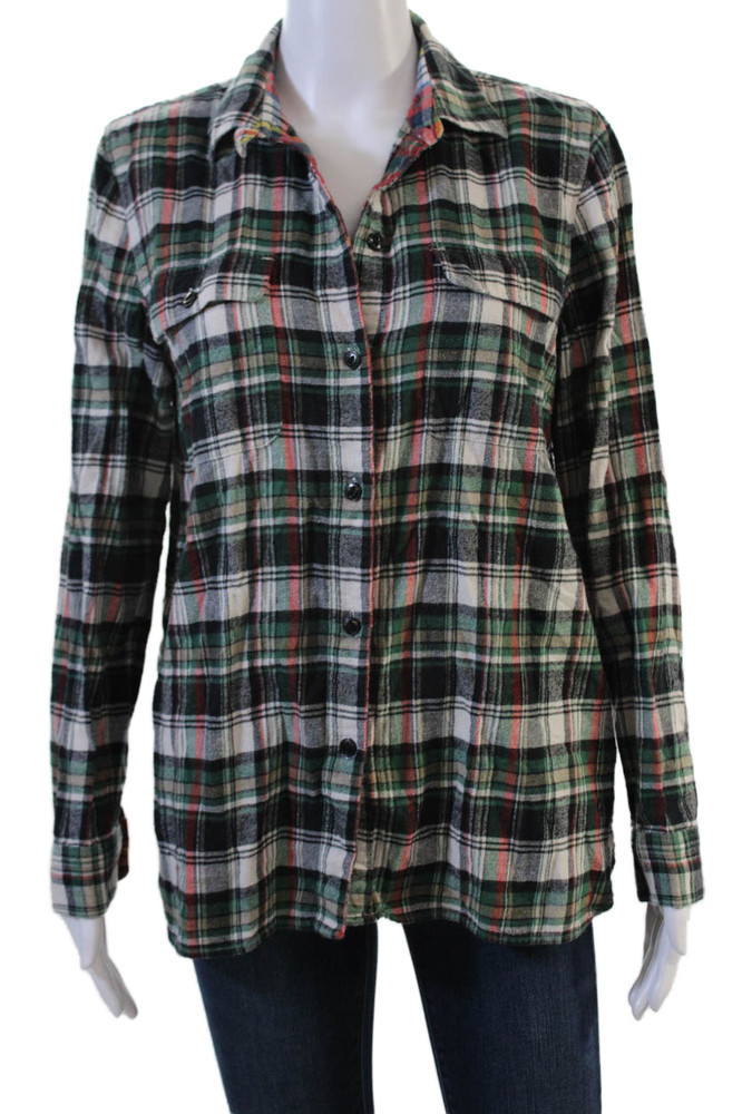 Madewell Womens Plaid Cotton Collared Button-Up Long Sleeve Top Size MFree Shipping in US $100+ Orders | $6.95 Orders Below