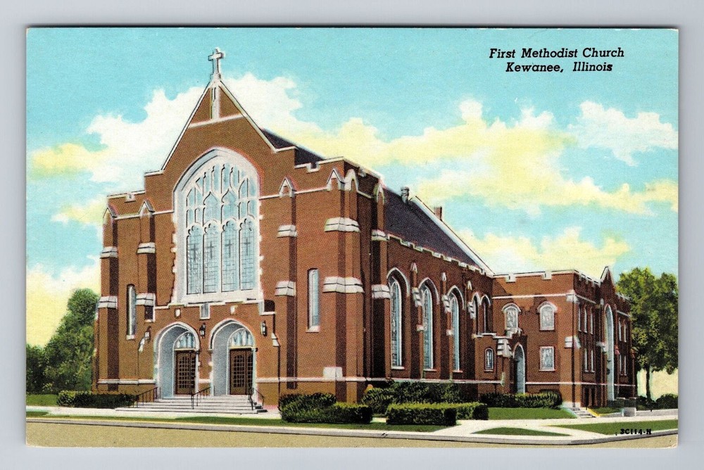 Kewanee IL-Illinois, First Methodist Church, Vintage Postcard