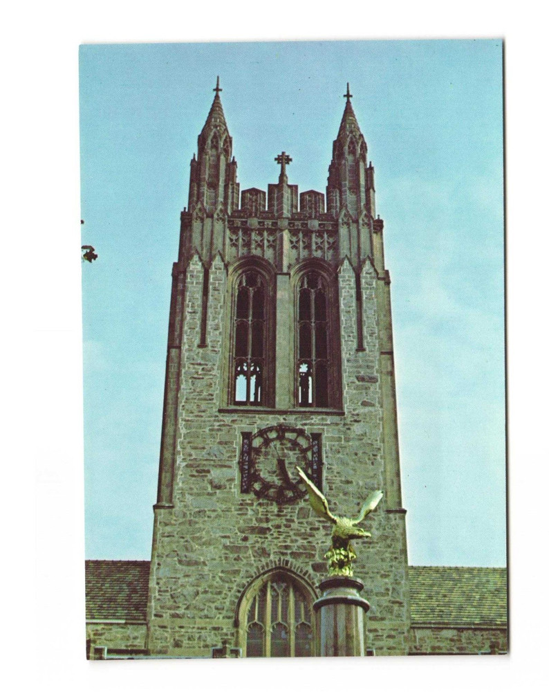Boston College, Chestnut Hill MA VTG postcard UNP Tower of Gasson Hall