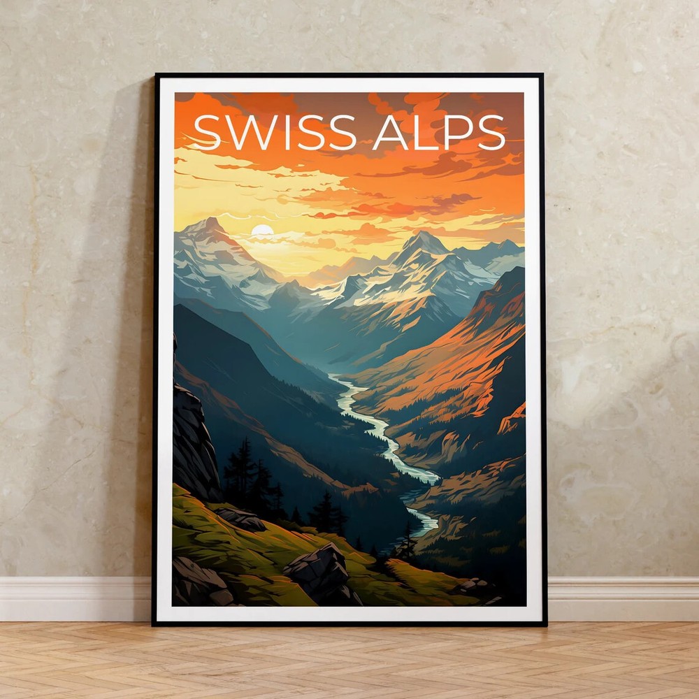 Swiss Alps Travel Poster Premium Quality Choose your Size