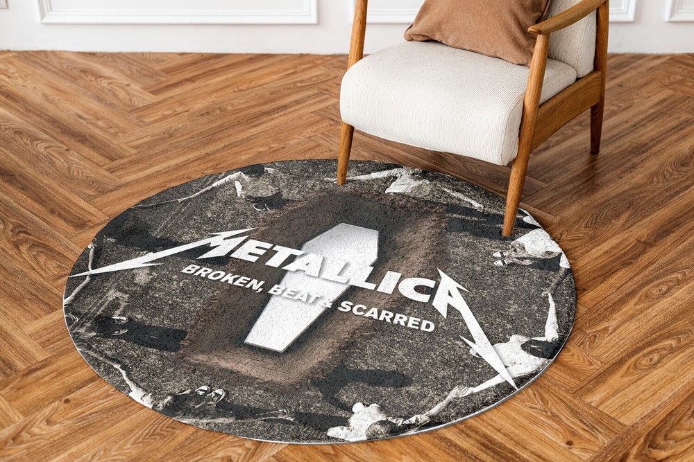 Metallica Rug Broken Beat Scarred 2 Album Art Round Rug Home Decor Fan-made