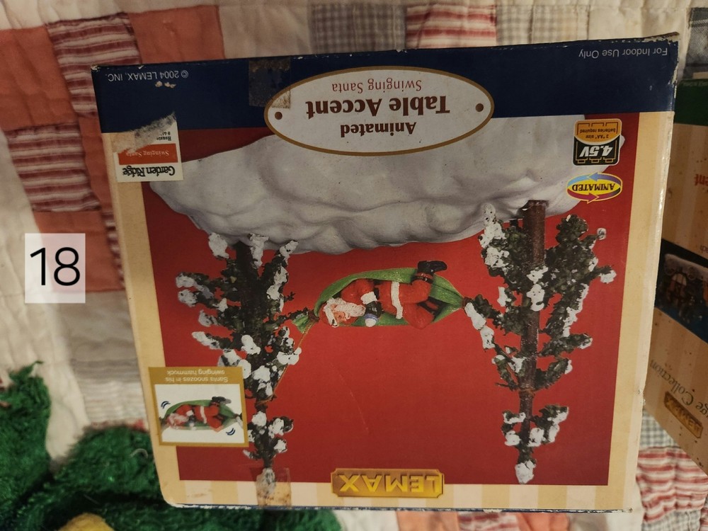 Lemax Swinging Santa 44191 Hammock Table Accent Christmas Village Accessory-image