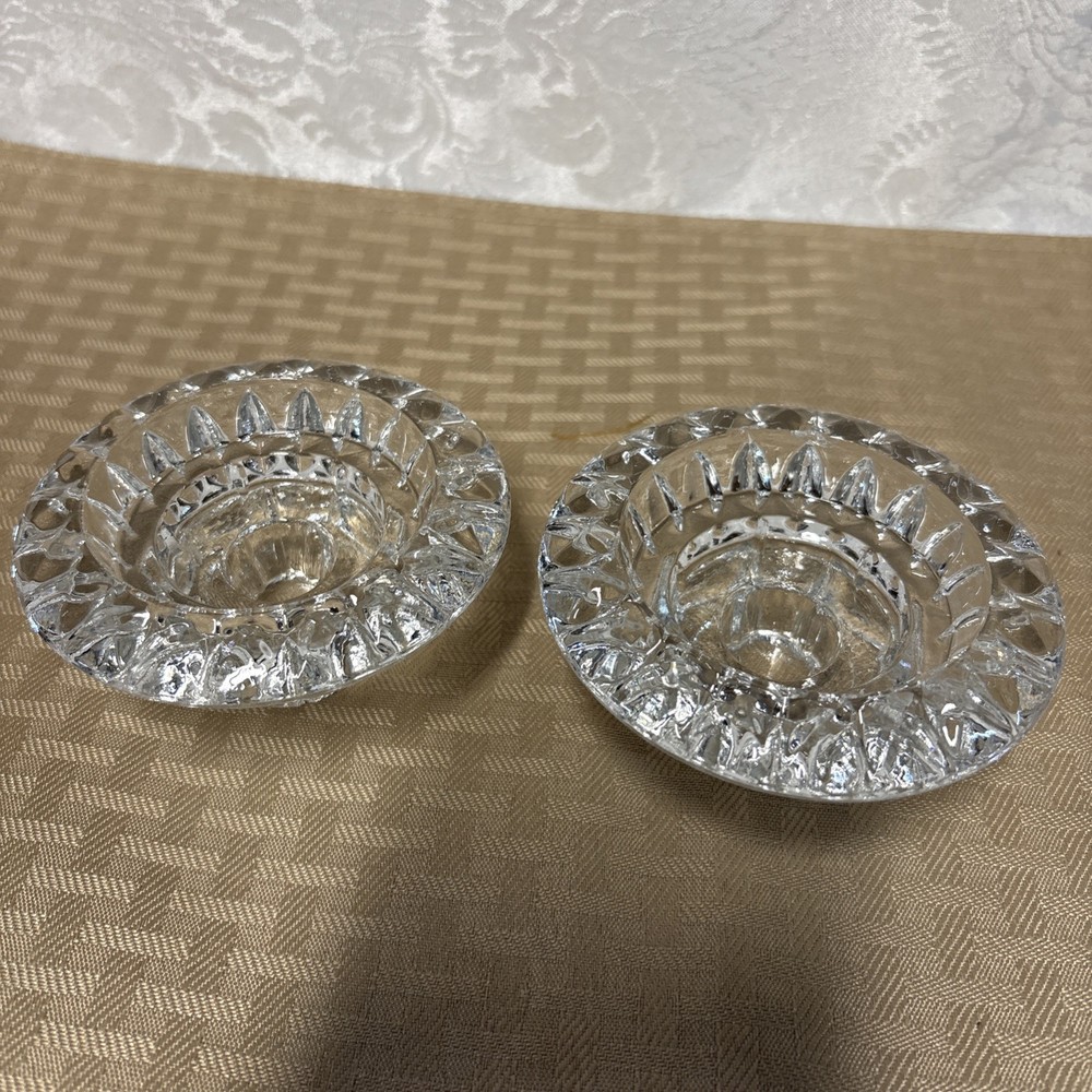 Set of 2 Clear Glass Candle Holders for Taper, Votive & Tea Light France